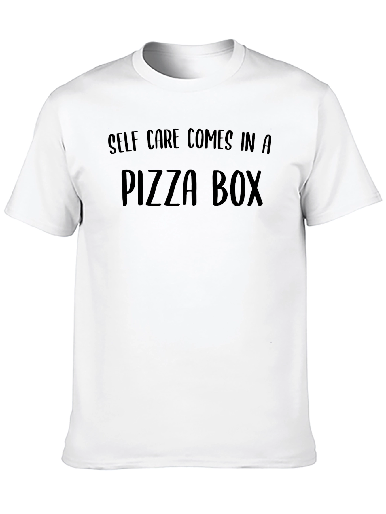 Self Care Comes in a Pizza Box Black T-Shirt