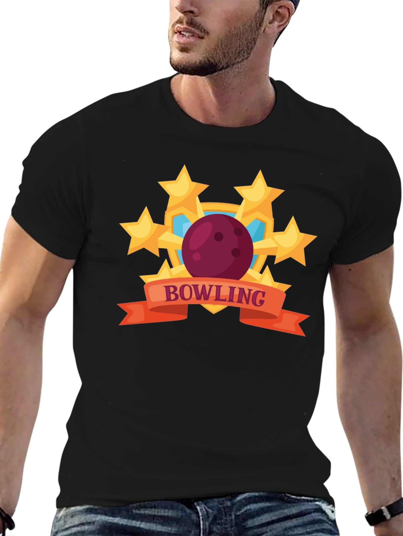 Bowling Stars Graphic T-Shirt - Black