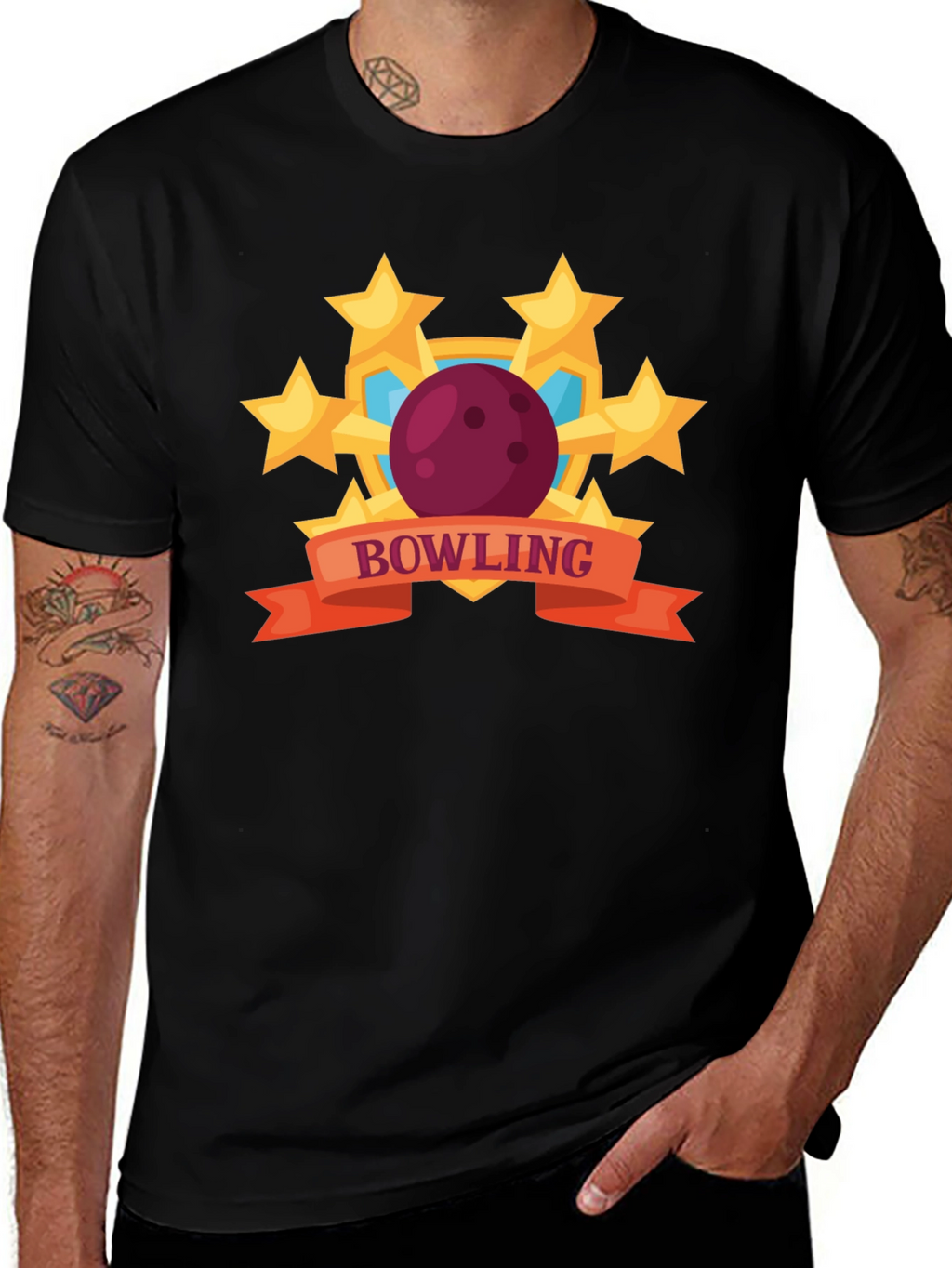 Bowling Stars Graphic T-Shirt - Black