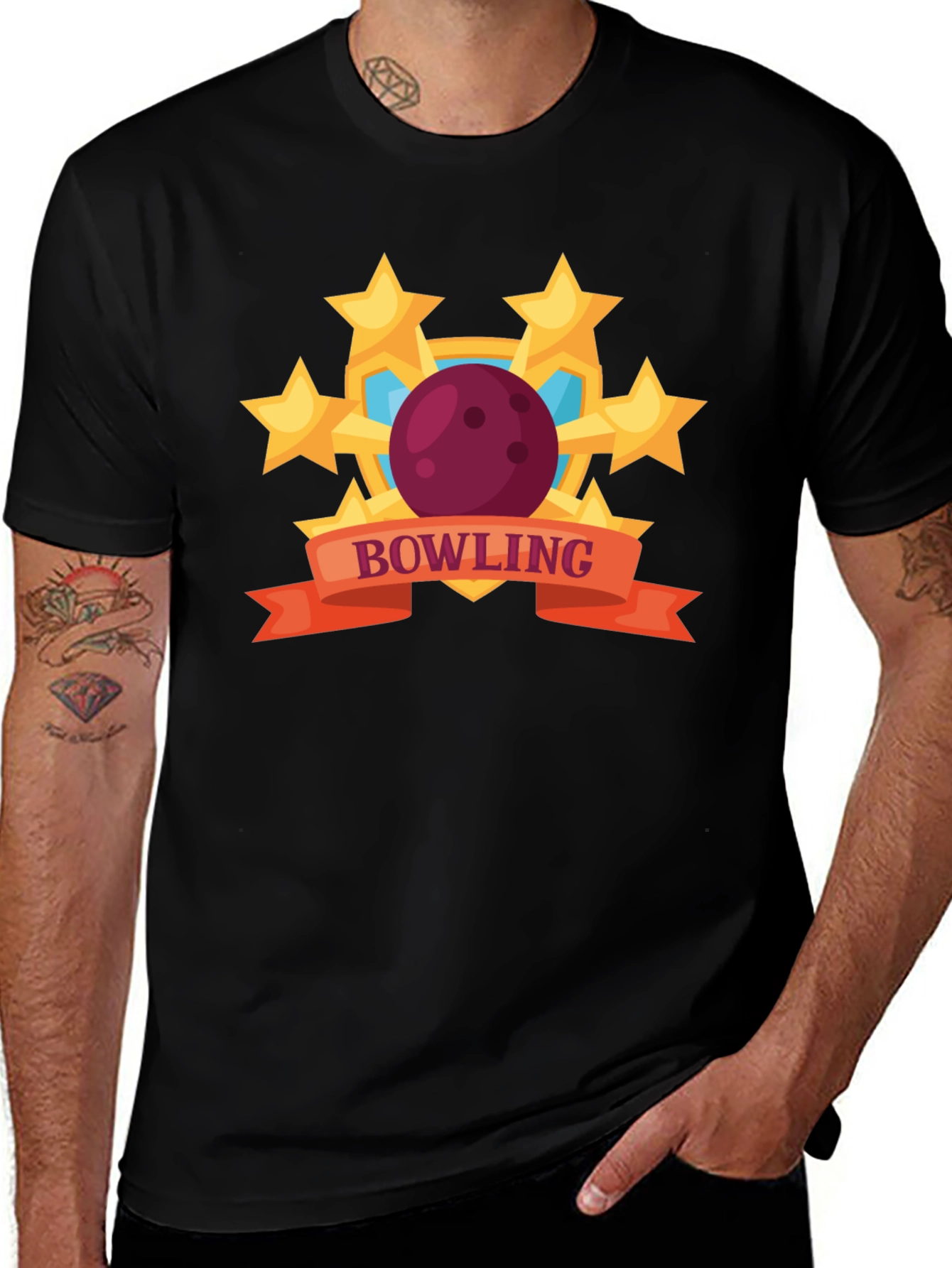 Bowling Stars Graphic T-Shirt - Black