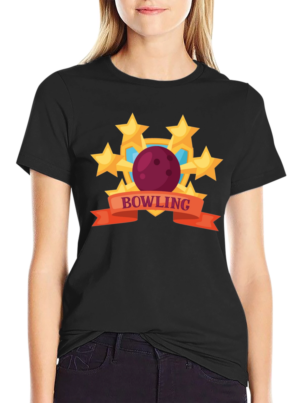 Bowling Stars Graphic T-Shirt - Black