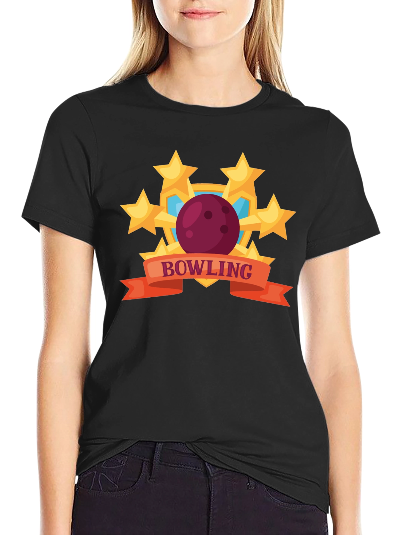 Bowling Stars Graphic T-Shirt - Black
