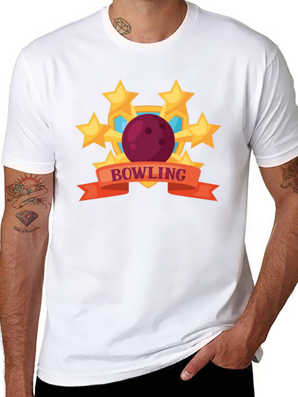 Bowling Stars Graphic T-Shirt - Black