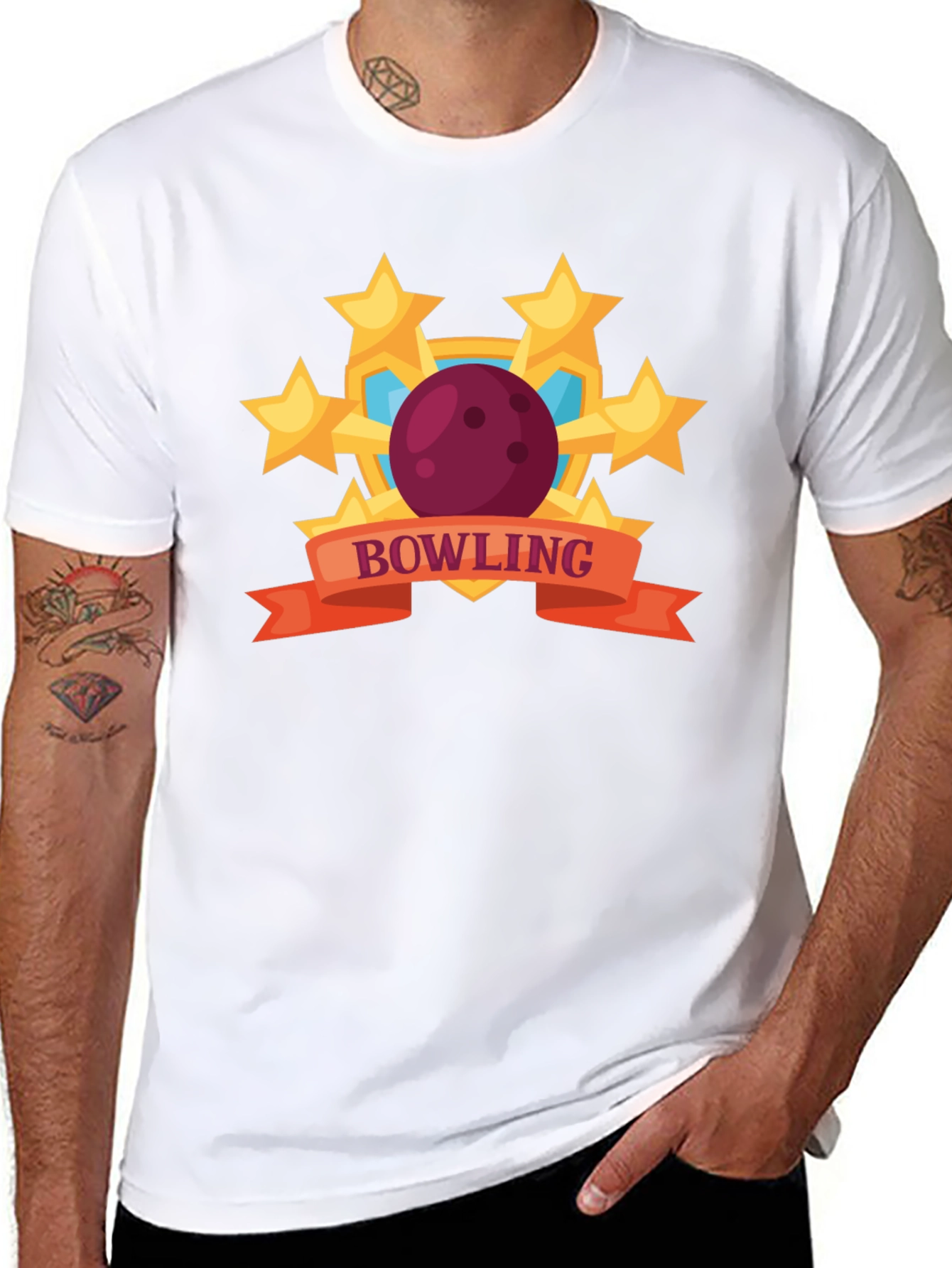 Bowling Stars Graphic T-Shirt - Black