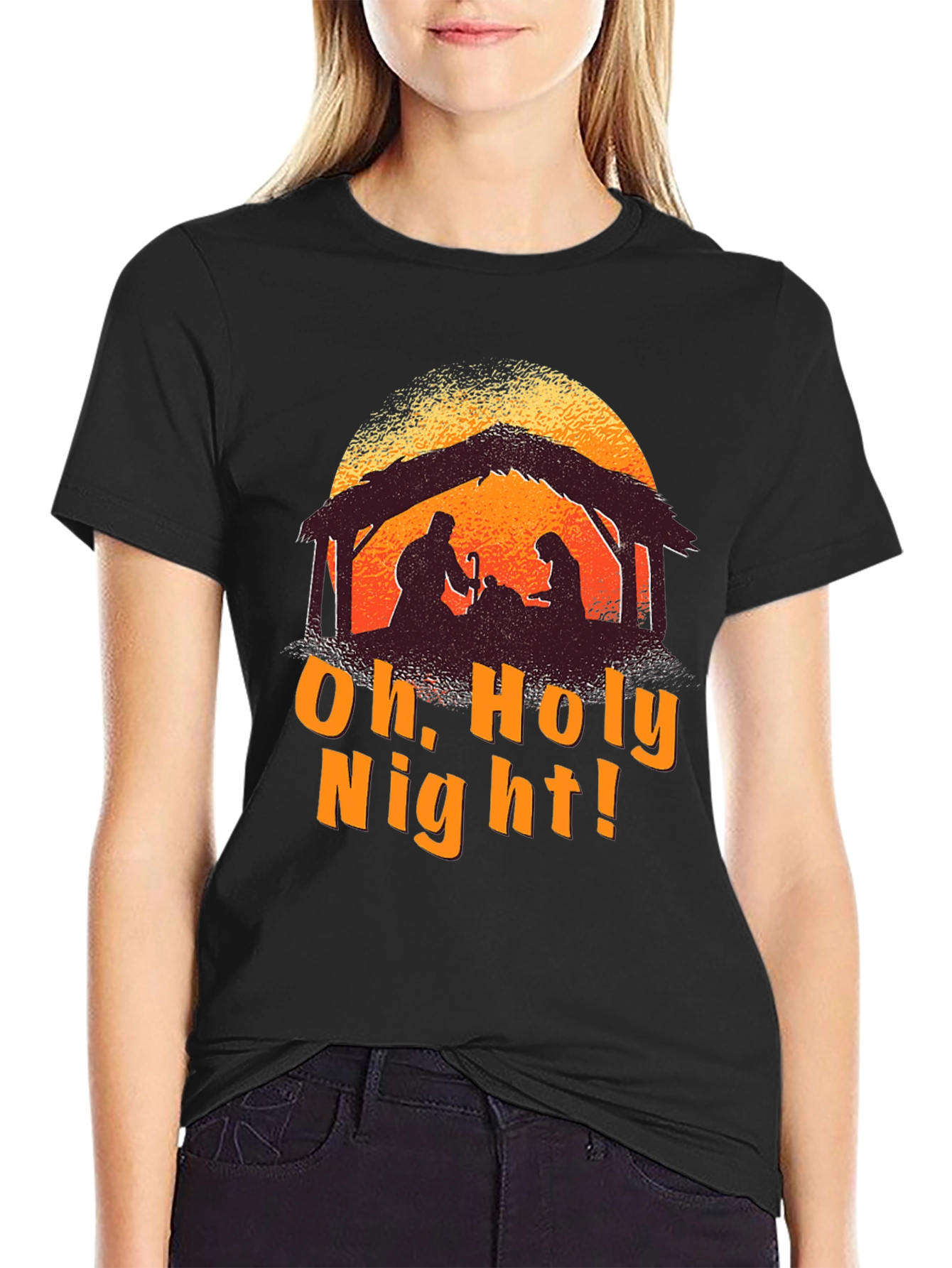 Oh Holy Night Nativity Silhouette T-Shirt