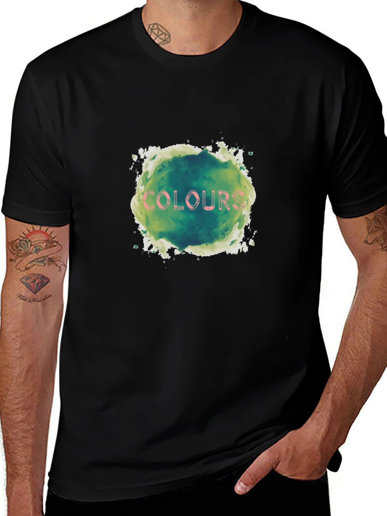 Mens Black T-Shirt - Colours Graphic