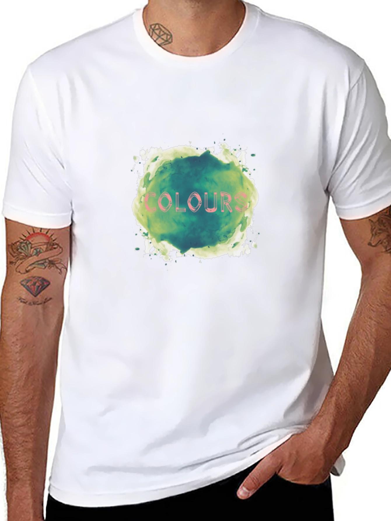 Mens Black T-Shirt - Colours Graphic