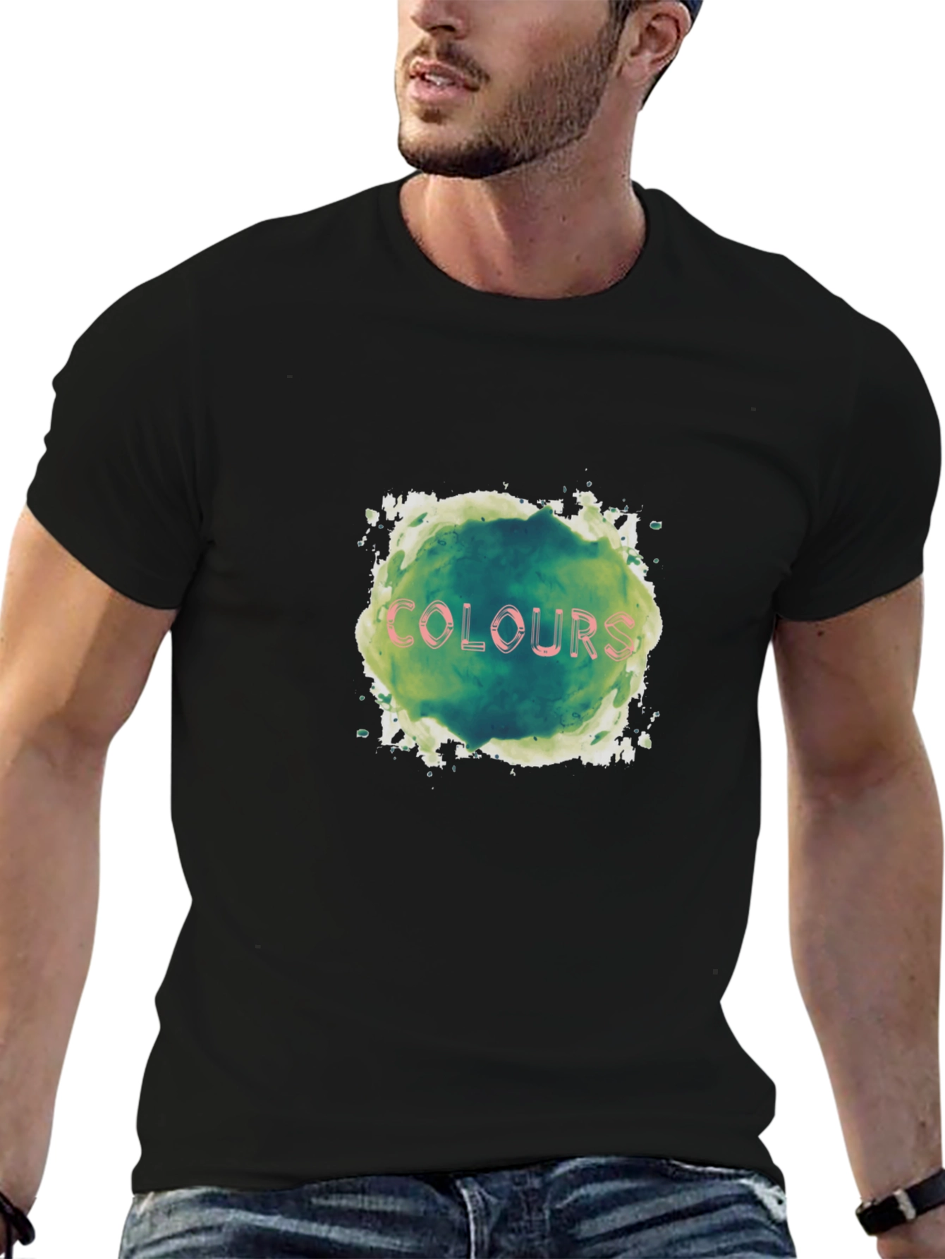 Mens Black T-Shirt - Colours Graphic