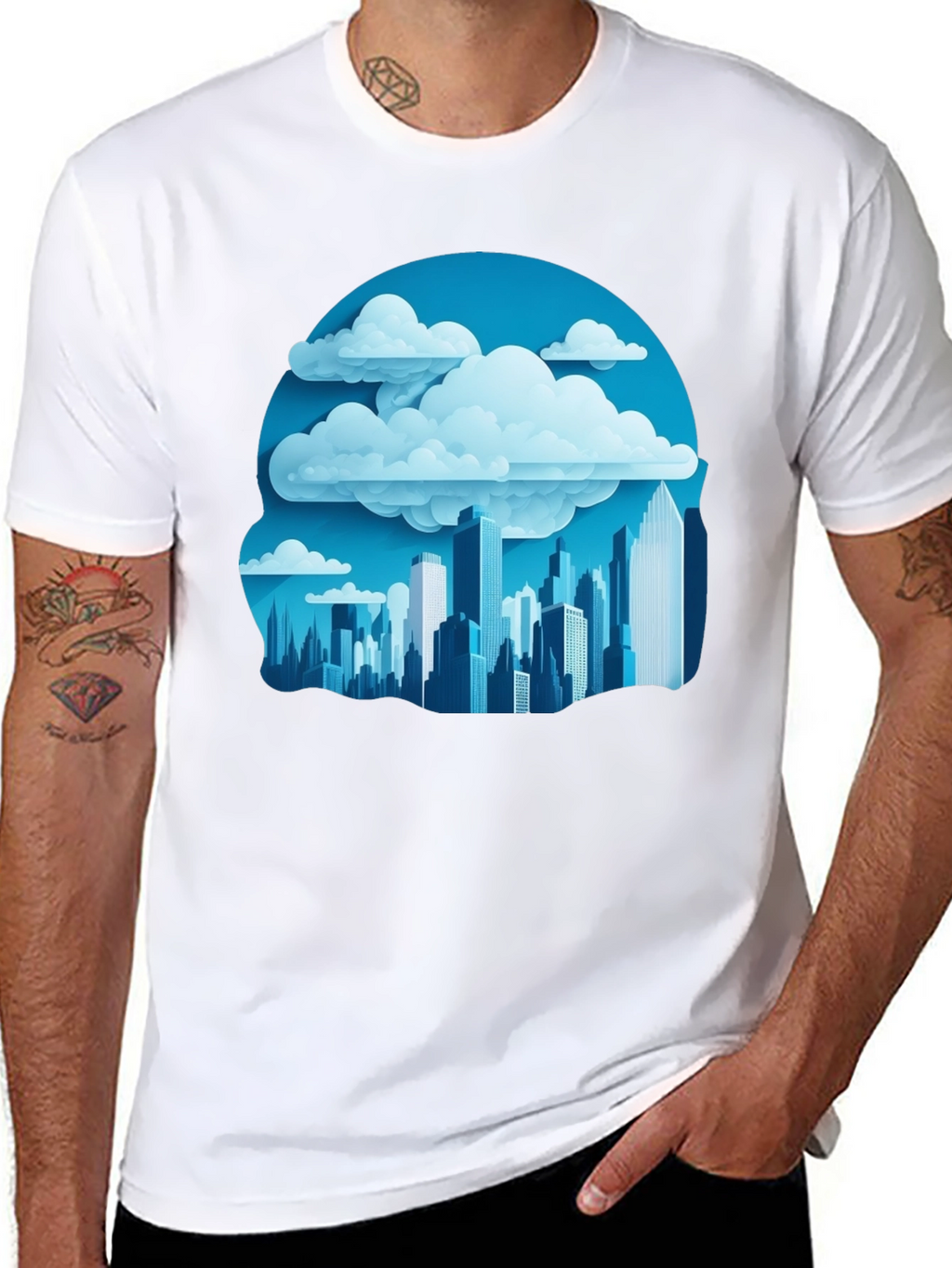 Cityscape Cloudscape Graphic Tee - Urban Style
