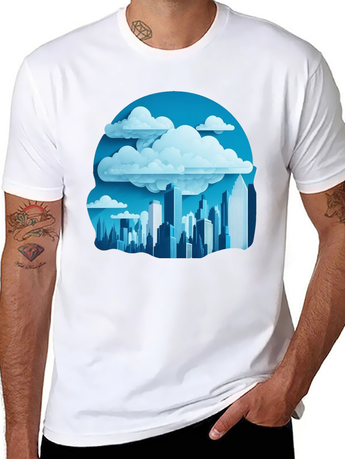 Cityscape Cloudscape Graphic Tee - Urban Style