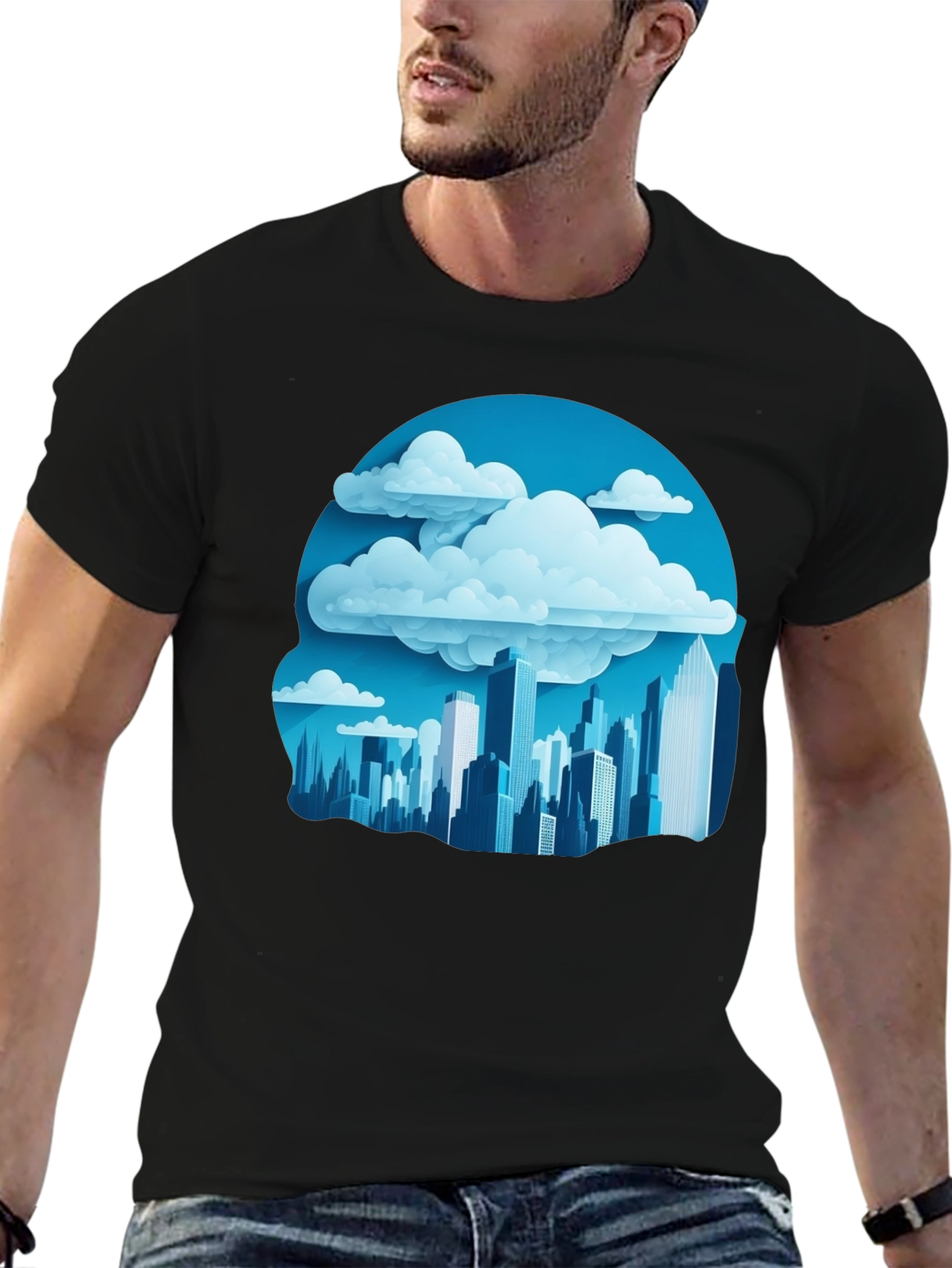 Cityscape Cloudscape Graphic Tee - Urban Style