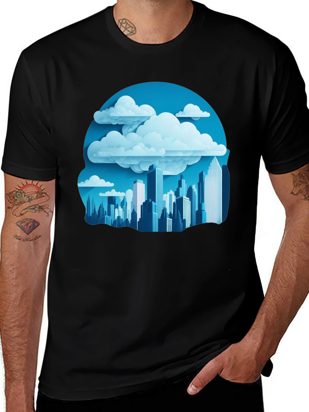 Cityscape Cloudscape Graphic Tee - Urban Style