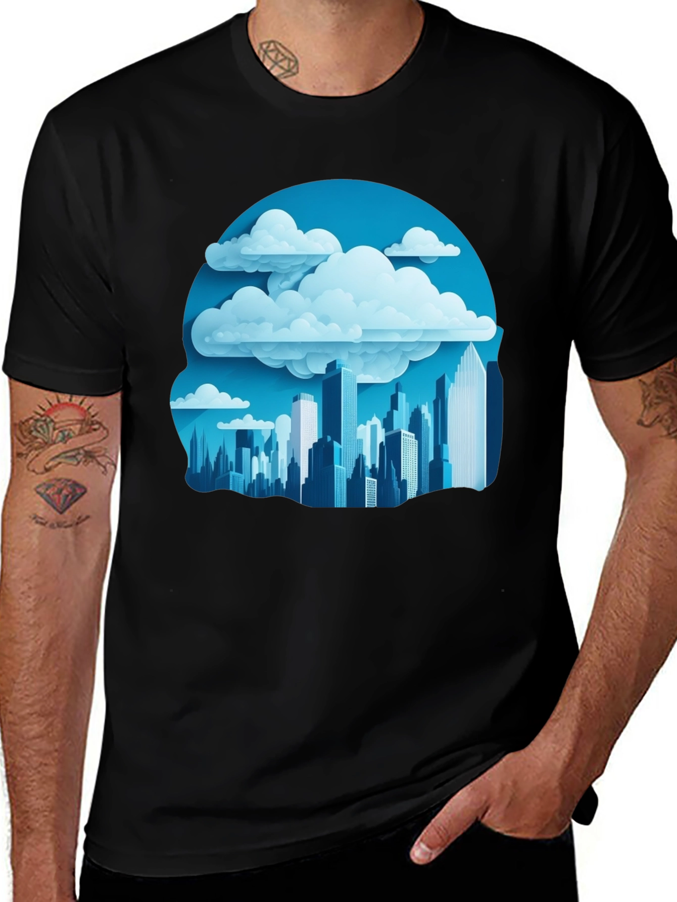Cityscape Cloudscape Graphic Tee - Urban Style