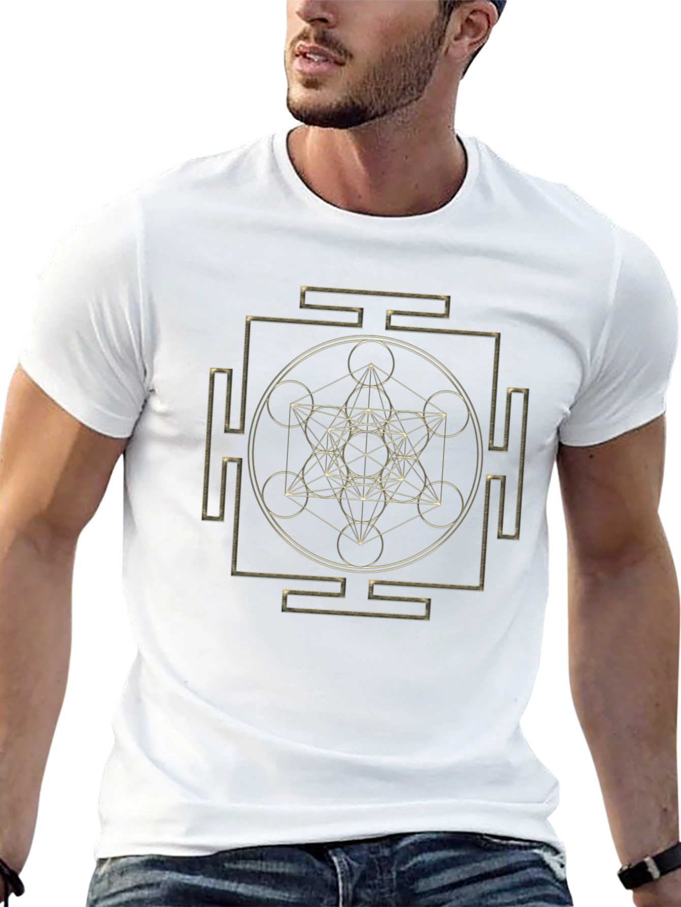 Geometric Pattern T-Shirt - Metatrons Cube Design