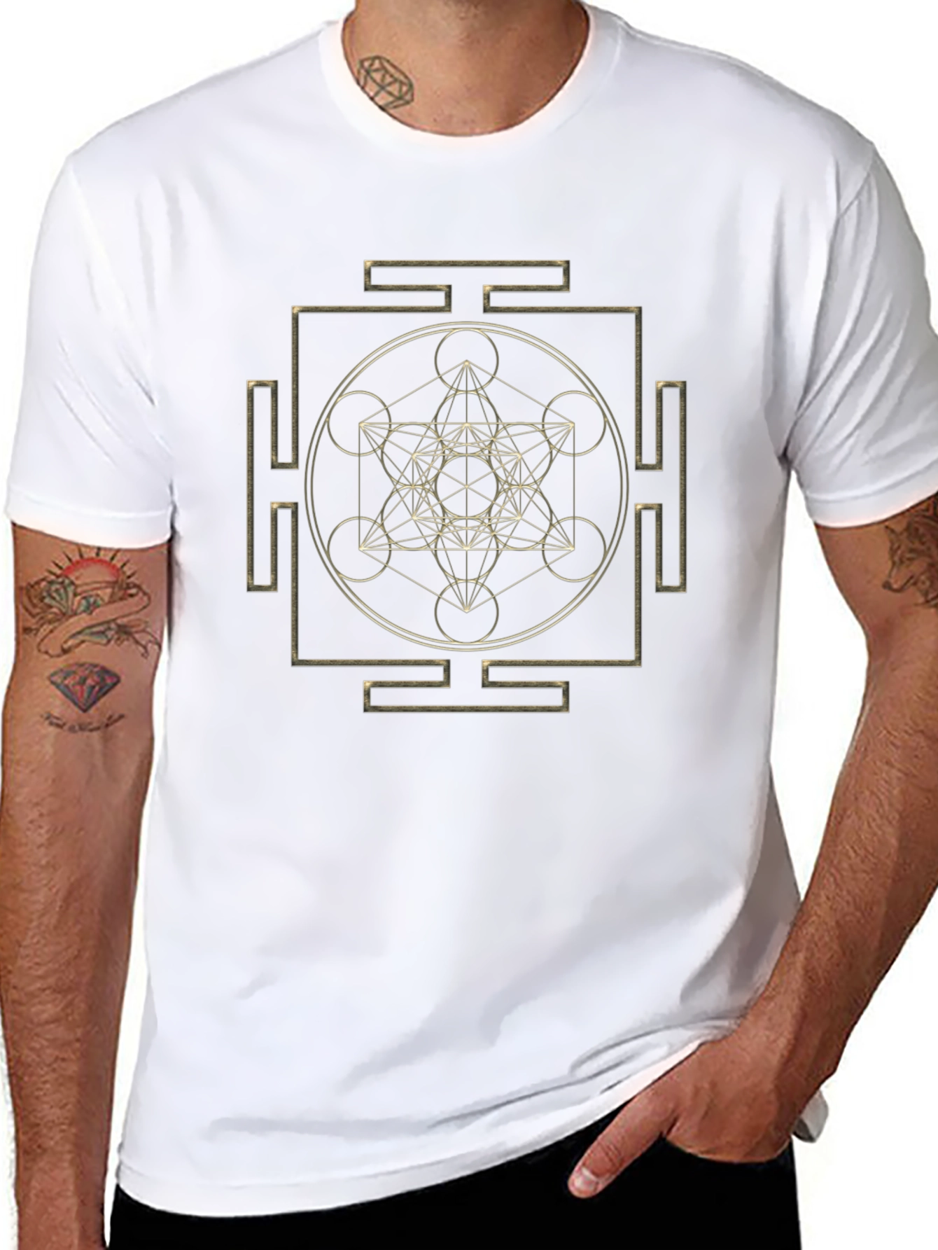 Geometric Pattern T-Shirt - Metatrons Cube Design