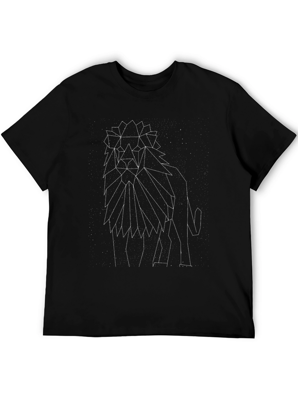 Geometric Lion Constellation Black T-Shirt