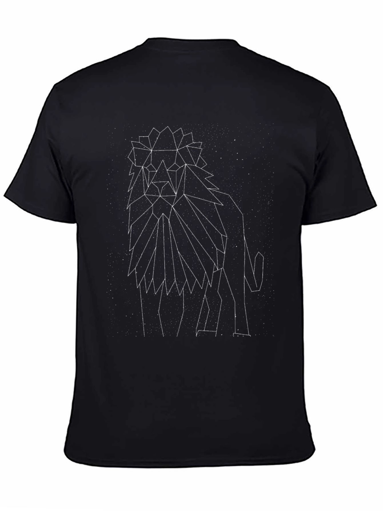 Geometric Lion Constellation Black T-Shirt