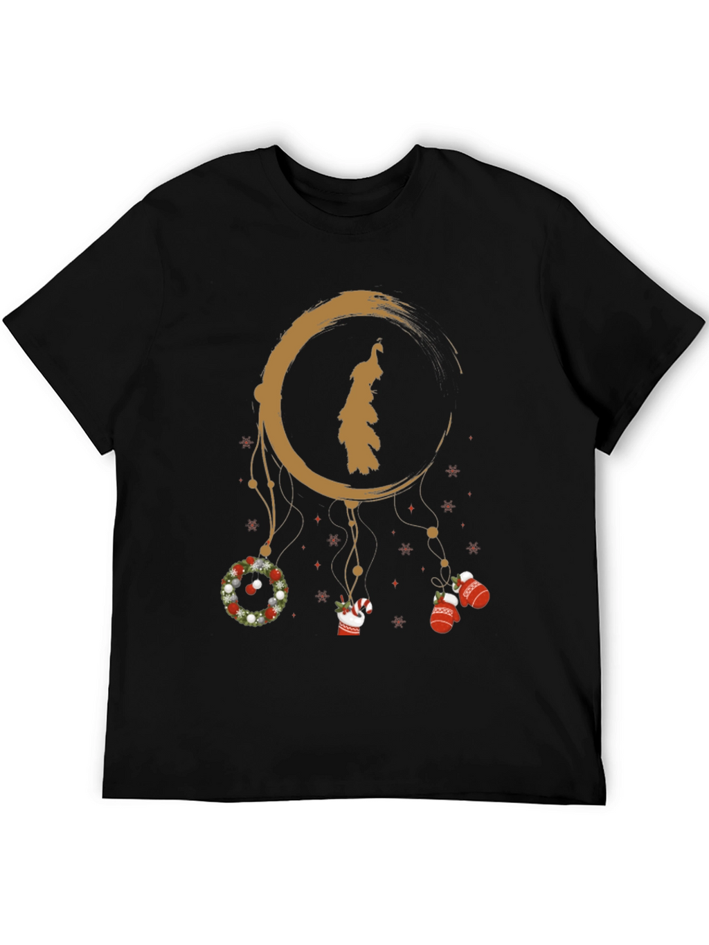 Festive Holiday Dreamcatcher Graphic Tee - Black