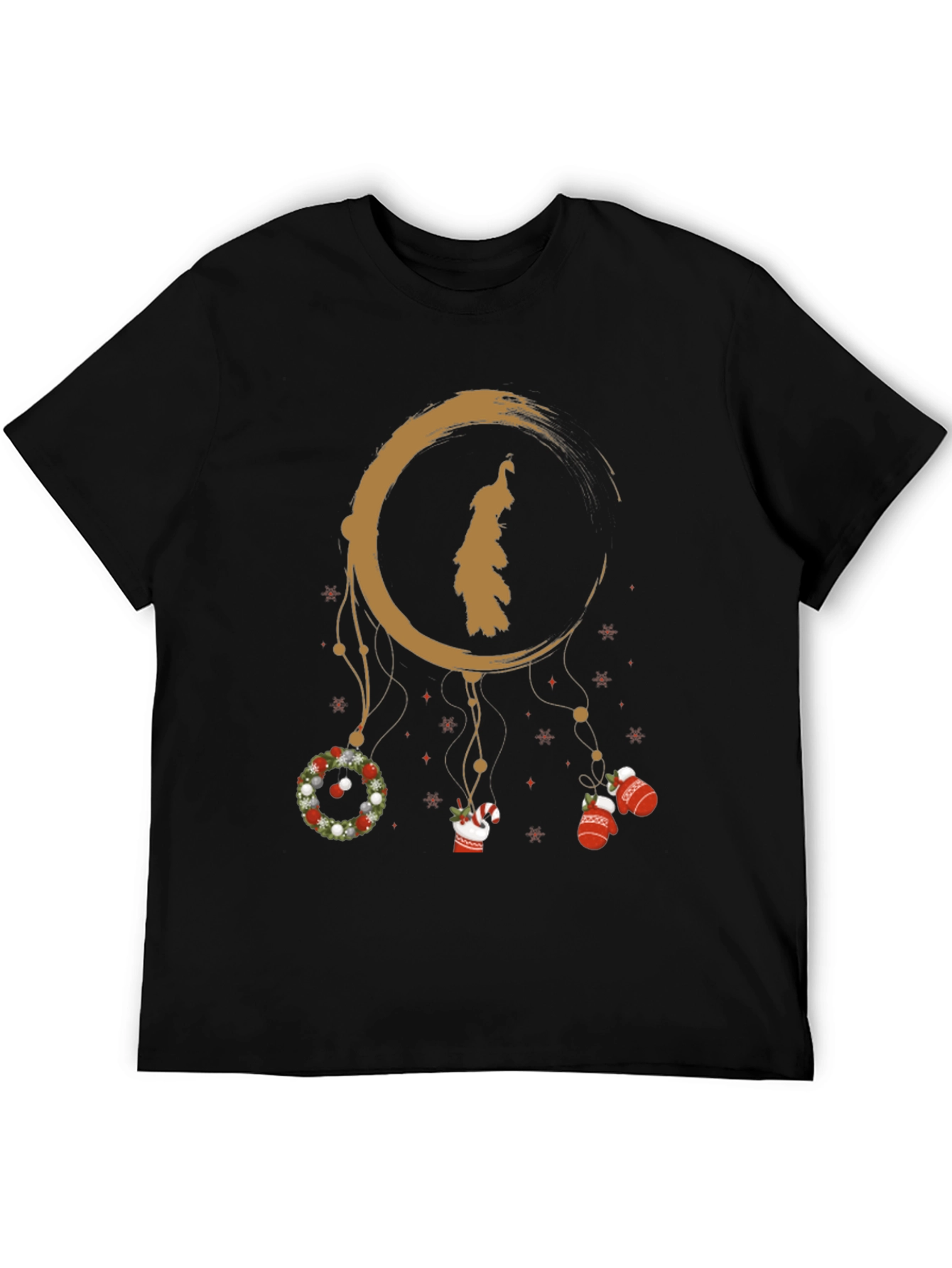 Festive Holiday Dreamcatcher Graphic Tee - Black