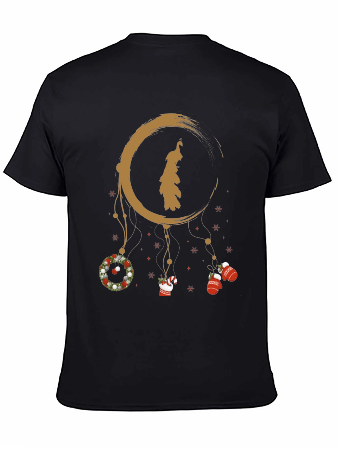 Festive Holiday Dreamcatcher Graphic Tee - Black