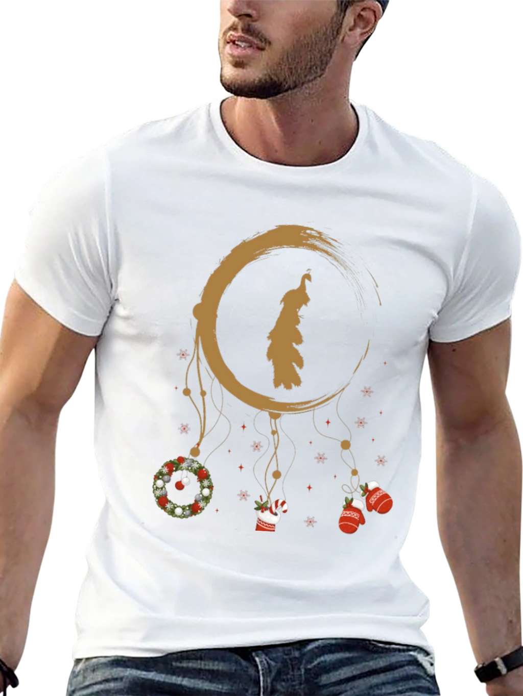 Festive Holiday Dreamcatcher Graphic Tee - Black