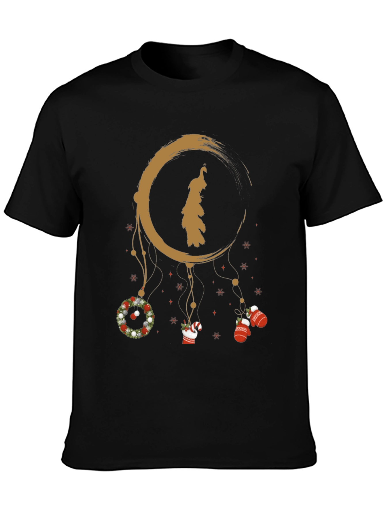 Festive Holiday Dreamcatcher Graphic Tee - Black