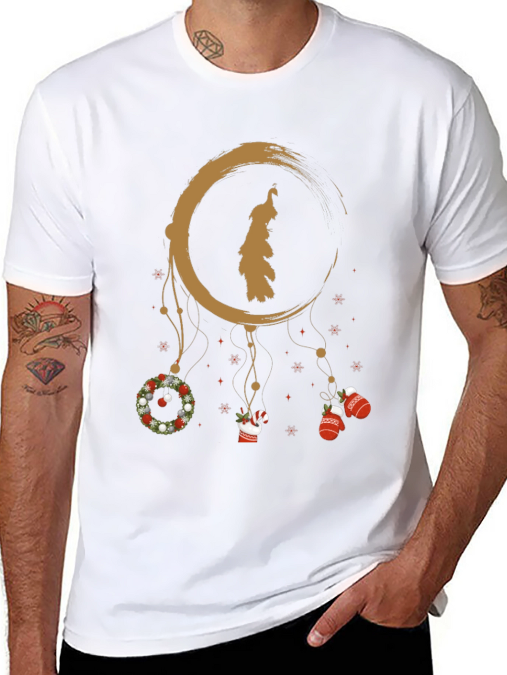 Festive Holiday Dreamcatcher Graphic Tee - Black