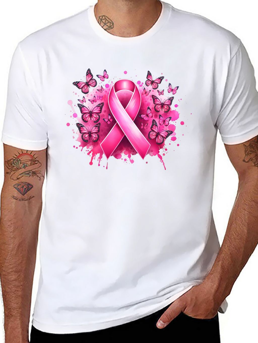 Breast Cancer Awareness Pink Ribbon Butterfly T-Shirt