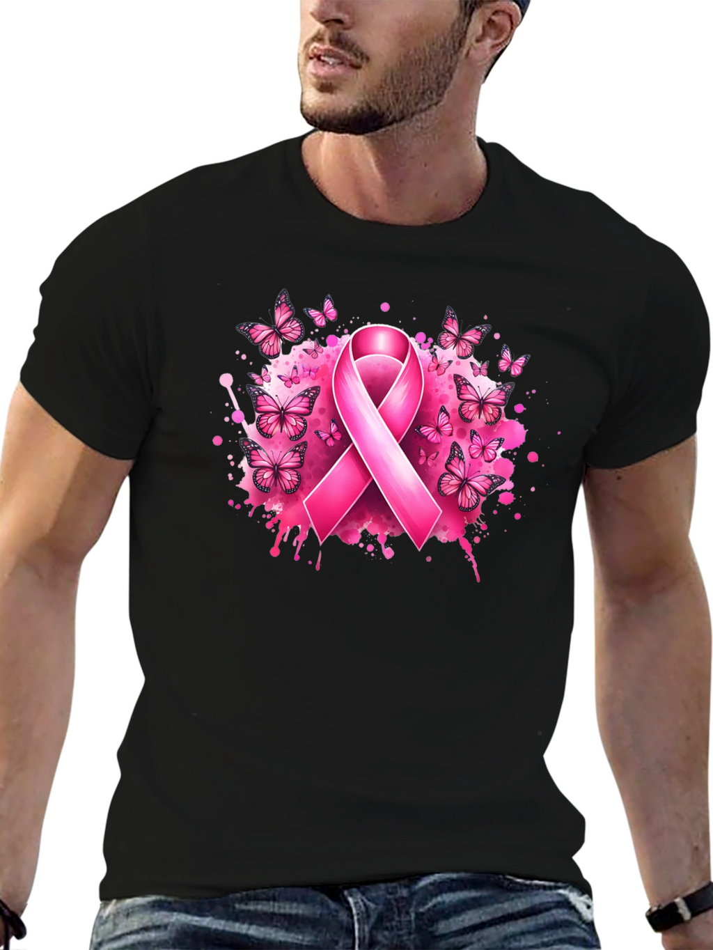 Breast Cancer Awareness Pink Ribbon Butterfly T-Shirt