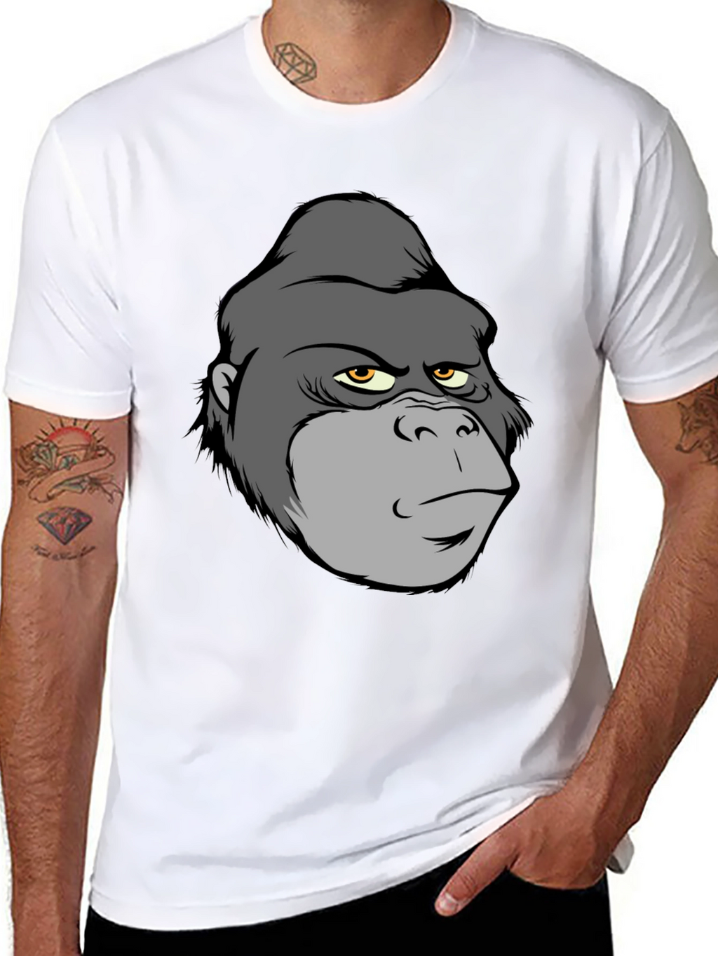 Cartoon Gorilla Graphic T-Shirt - Black