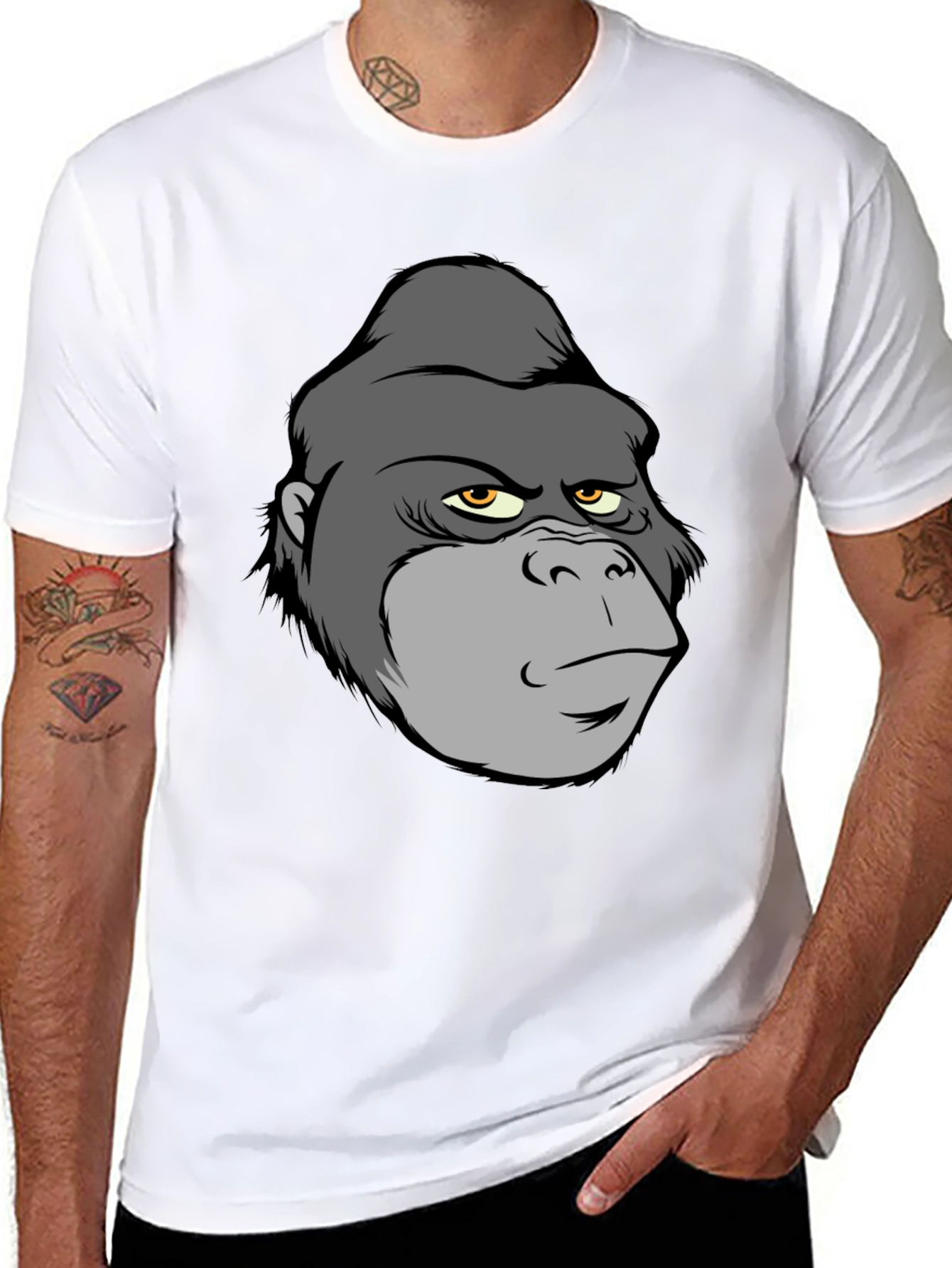 Cartoon Gorilla Graphic T-Shirt - Black