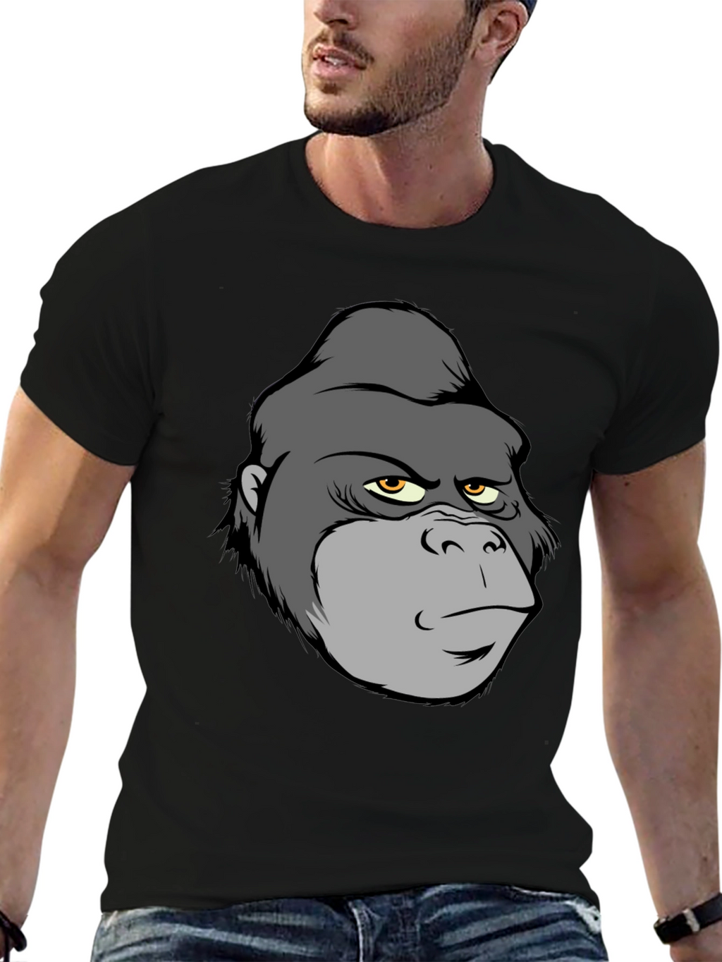 Cartoon Gorilla Graphic T-Shirt - Black