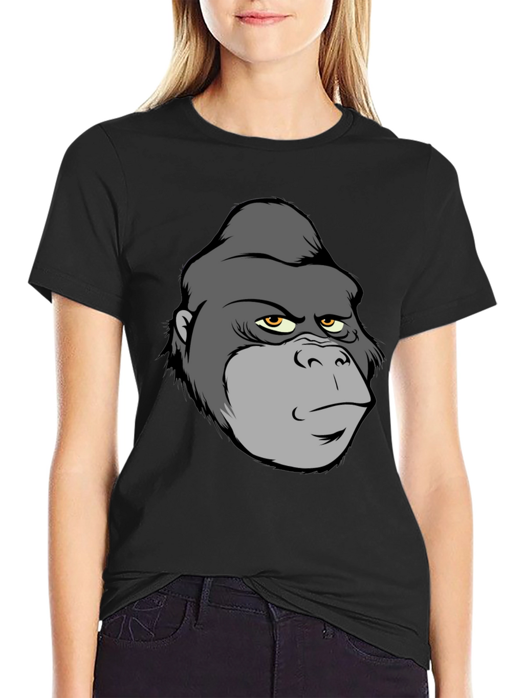 Cartoon Gorilla Graphic T-Shirt - Black