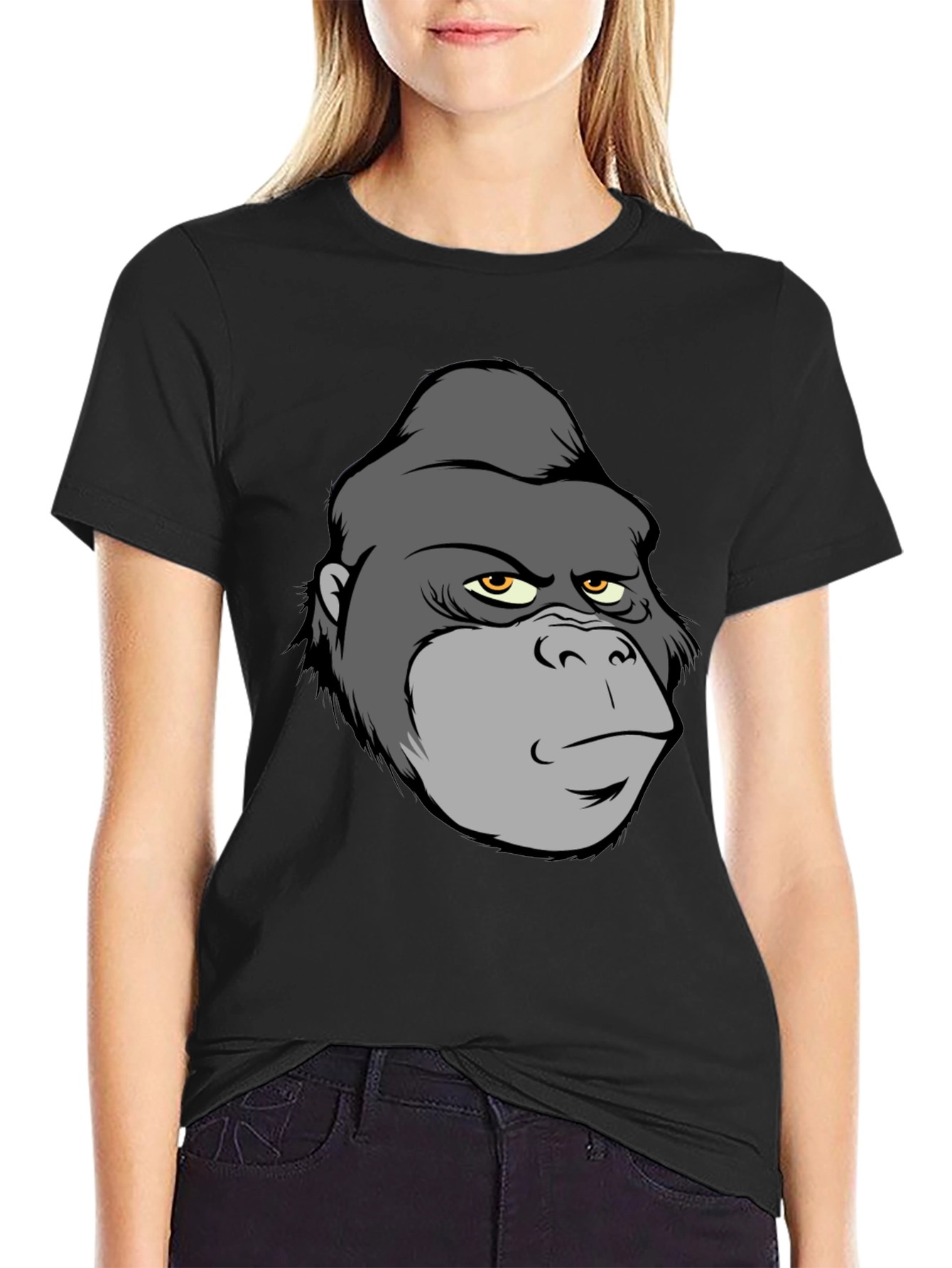 Cartoon Gorilla Graphic T-Shirt - Black