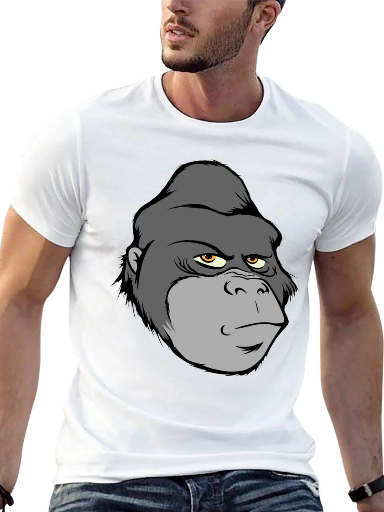 Cartoon Gorilla Graphic T-Shirt - Black