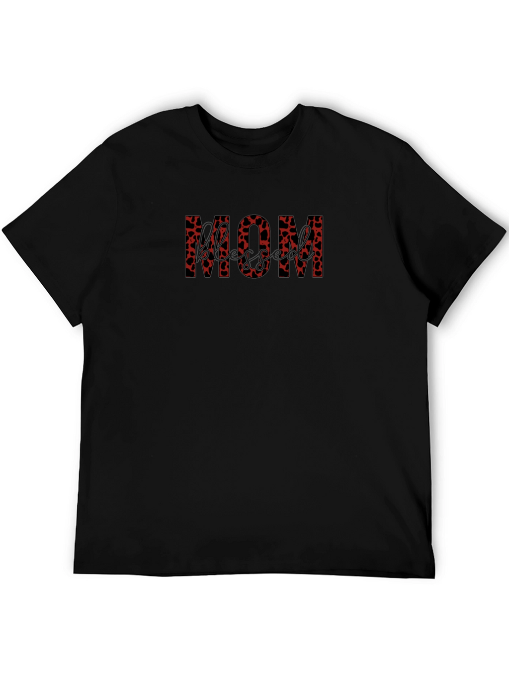 Stylish MOM Heart Print Black T-Shirt