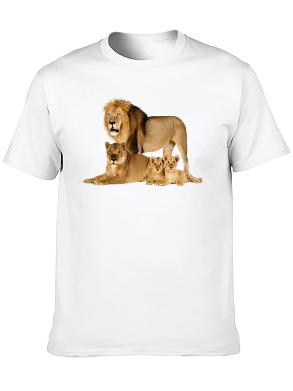 Lion Family Graphic Tee - Black Cotton T-Shirt
