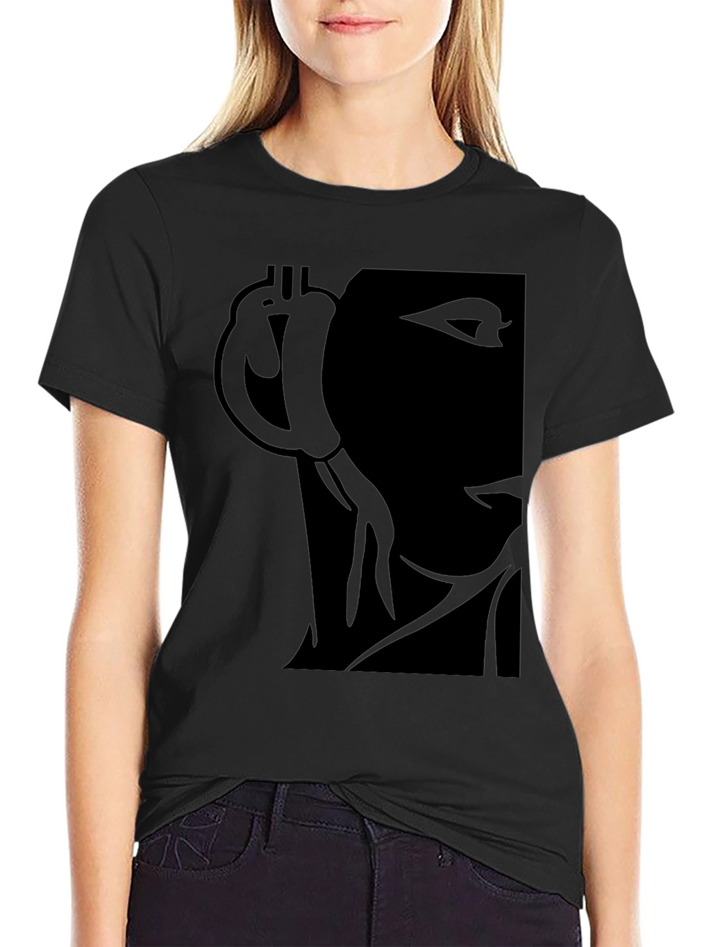 Black Graphic T-Shirt - Bitcoin & Abstract Face