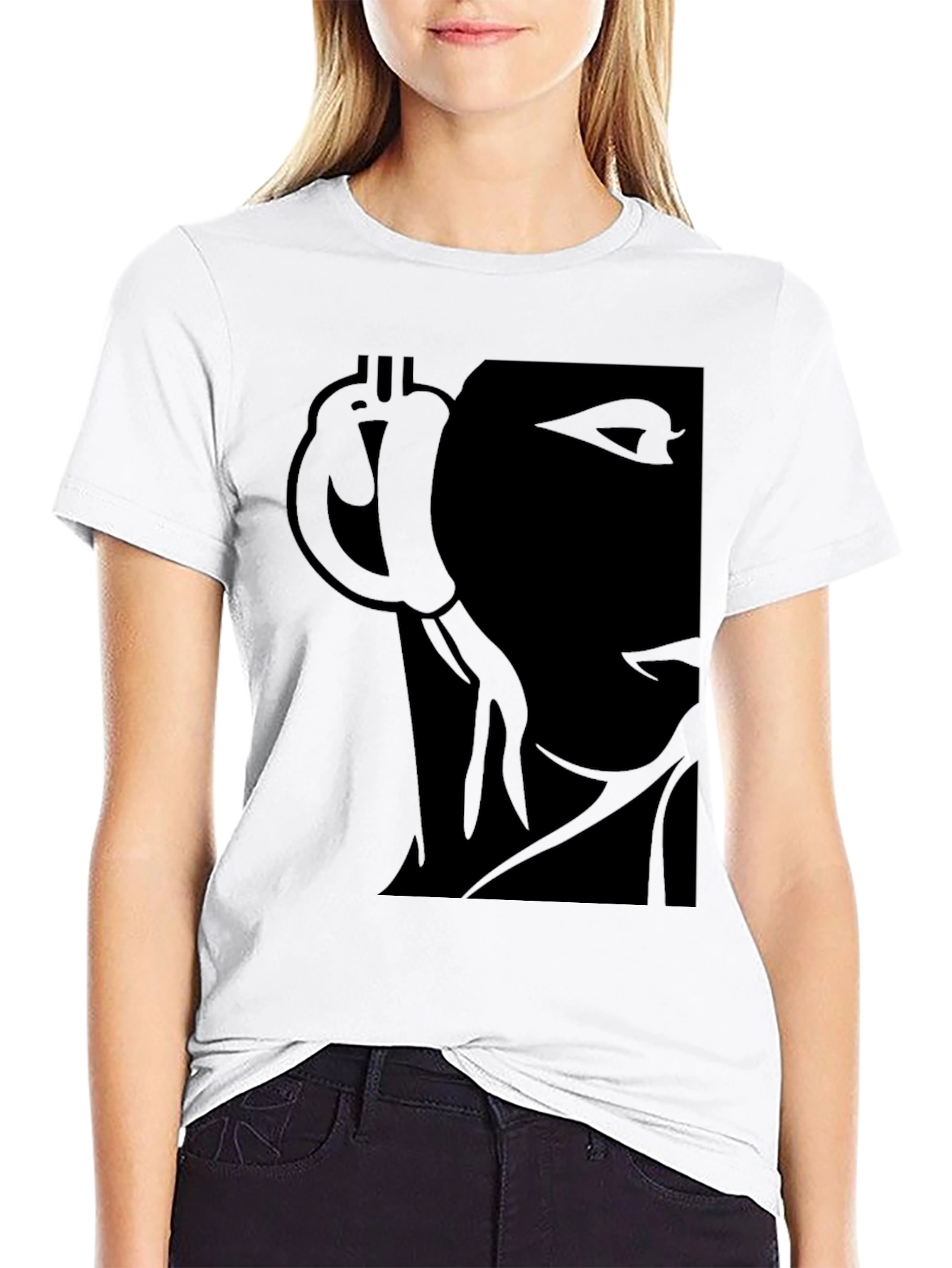Black Graphic T-Shirt - Bitcoin & Abstract Face