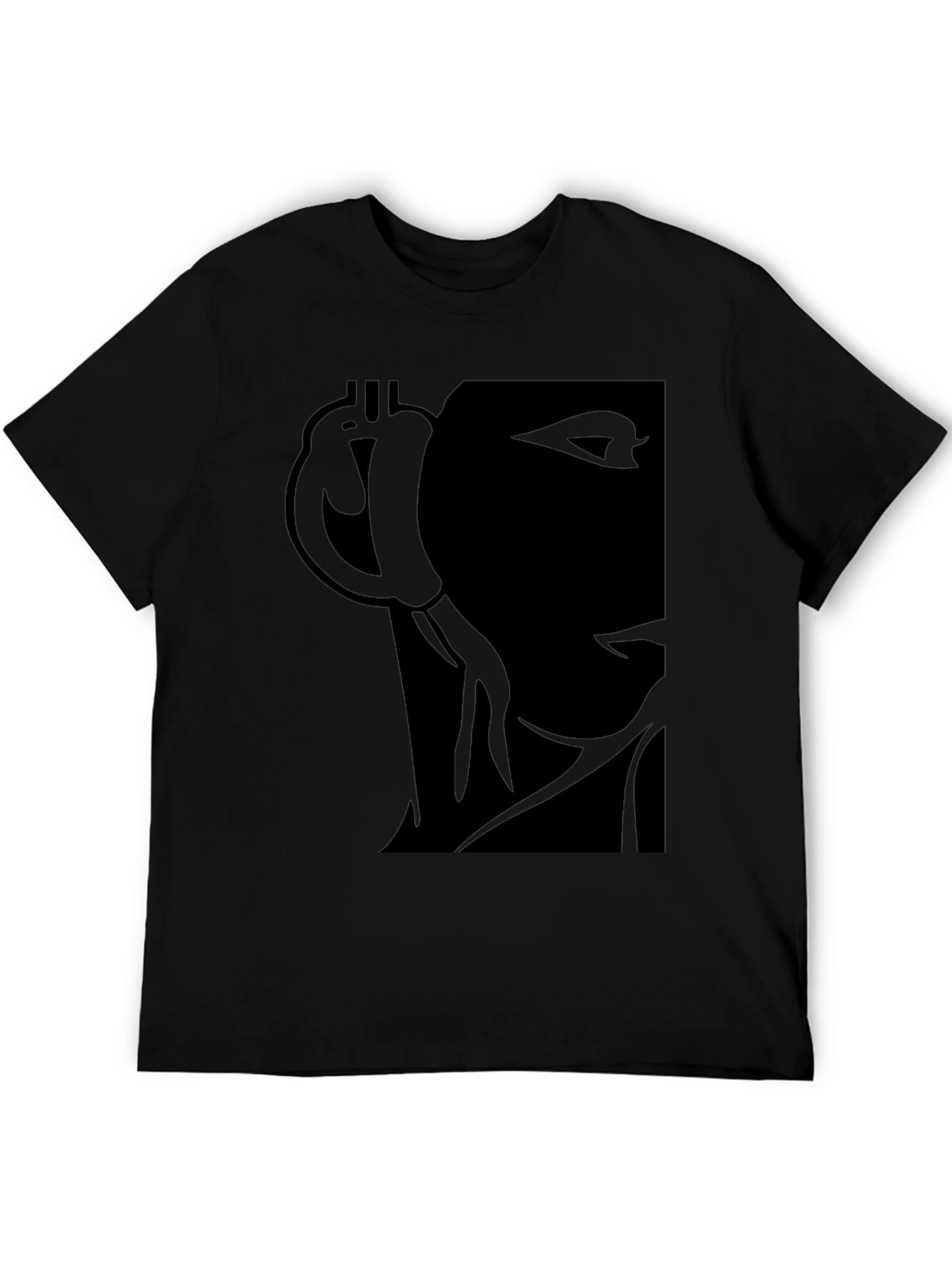 Black Graphic T-Shirt - Bitcoin & Abstract Face