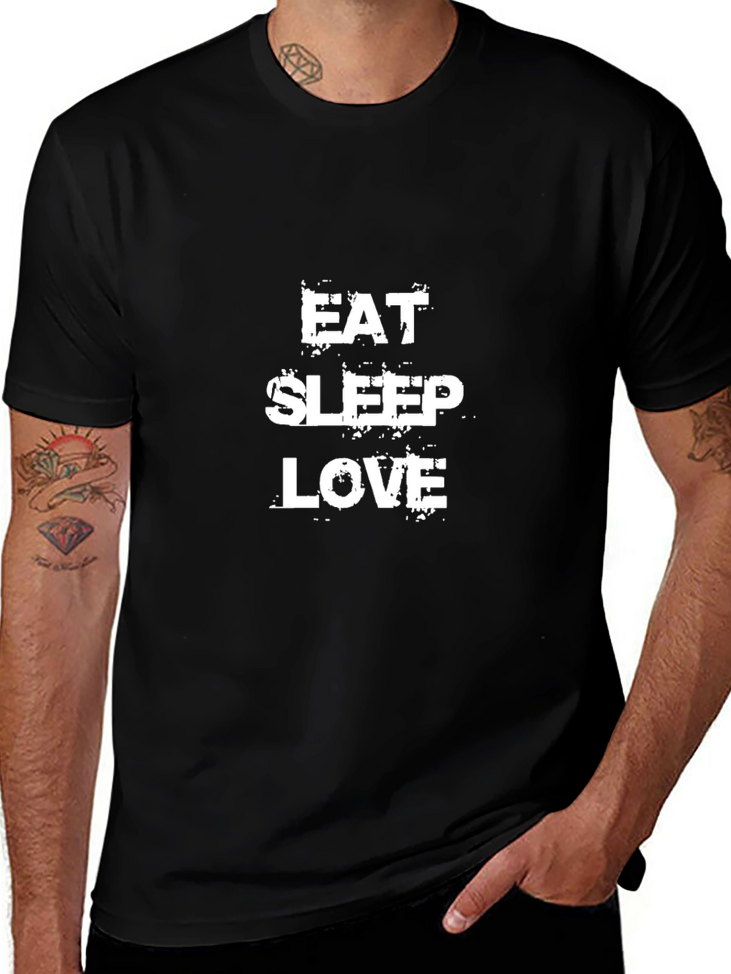 Eat Sleep Love Graphic Tee - Trendy Black T-Shirt