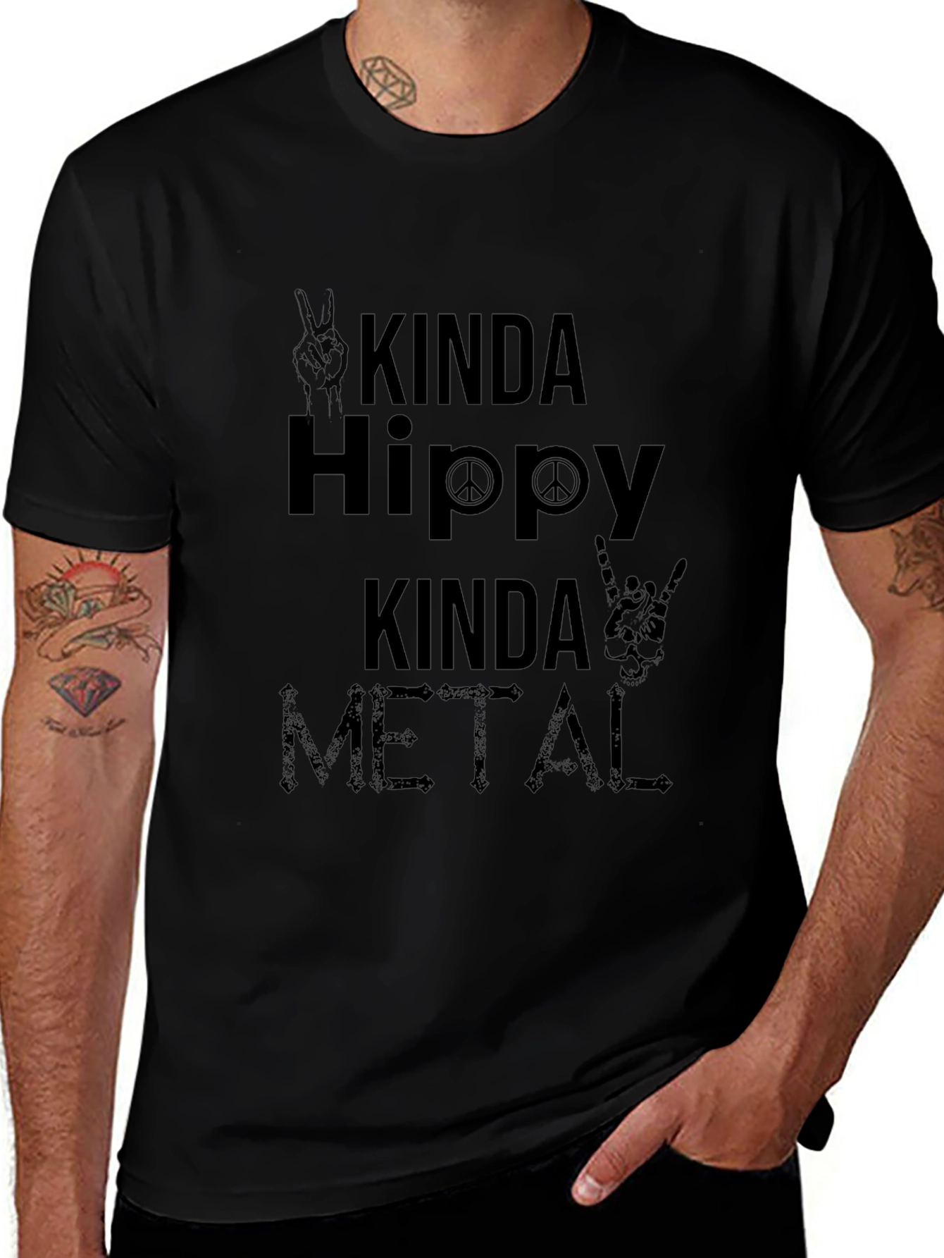 Kinda Hippy Kinda Metal Black T-Shirt