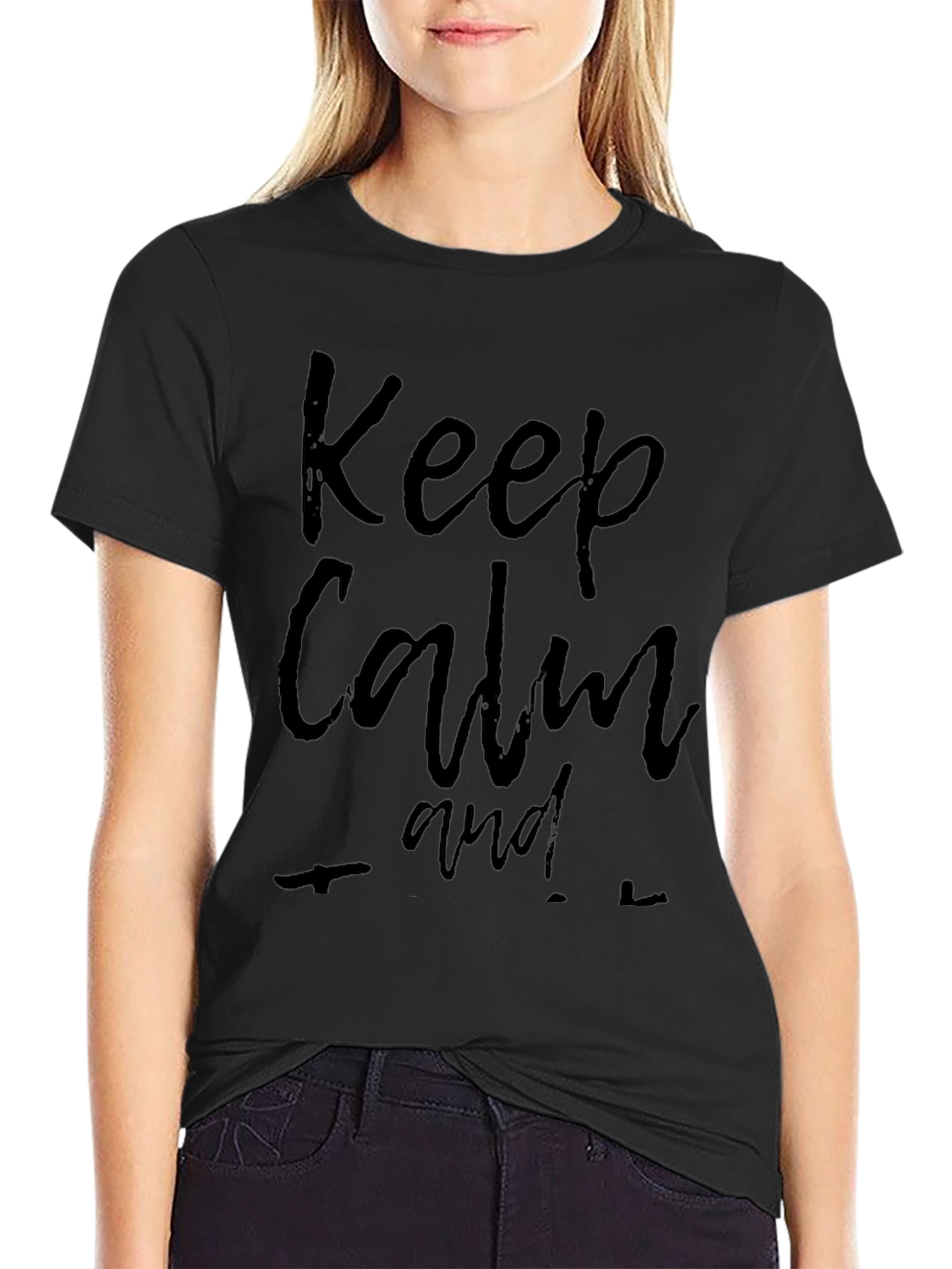 Keep Calm Black Graphic T-Shirt
