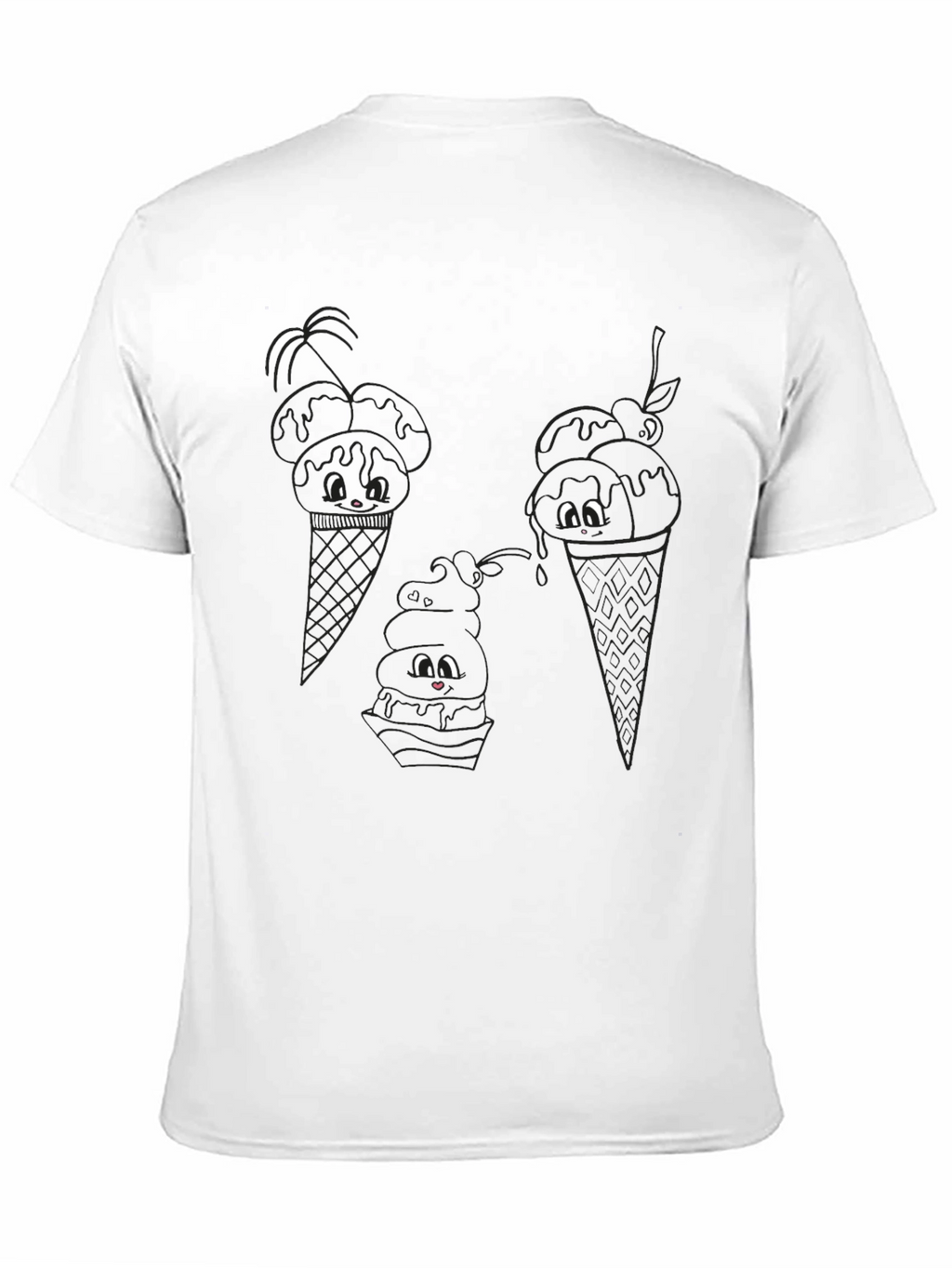 Cute Ice Cream Cone Graphic Tee - Black