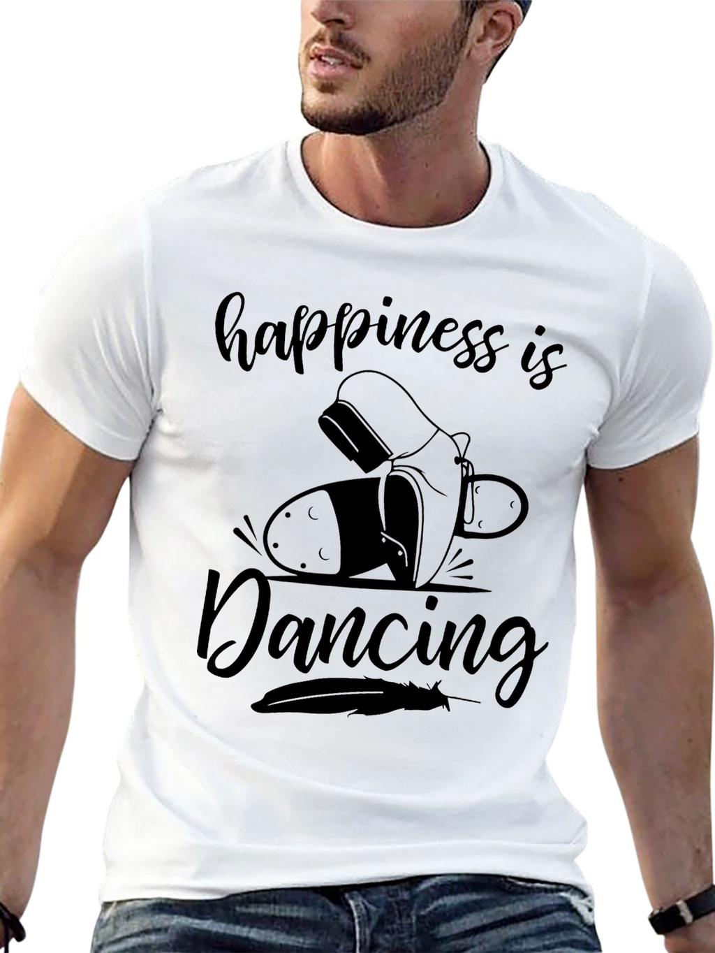 Happiness is Dancing Black Graphic Tee