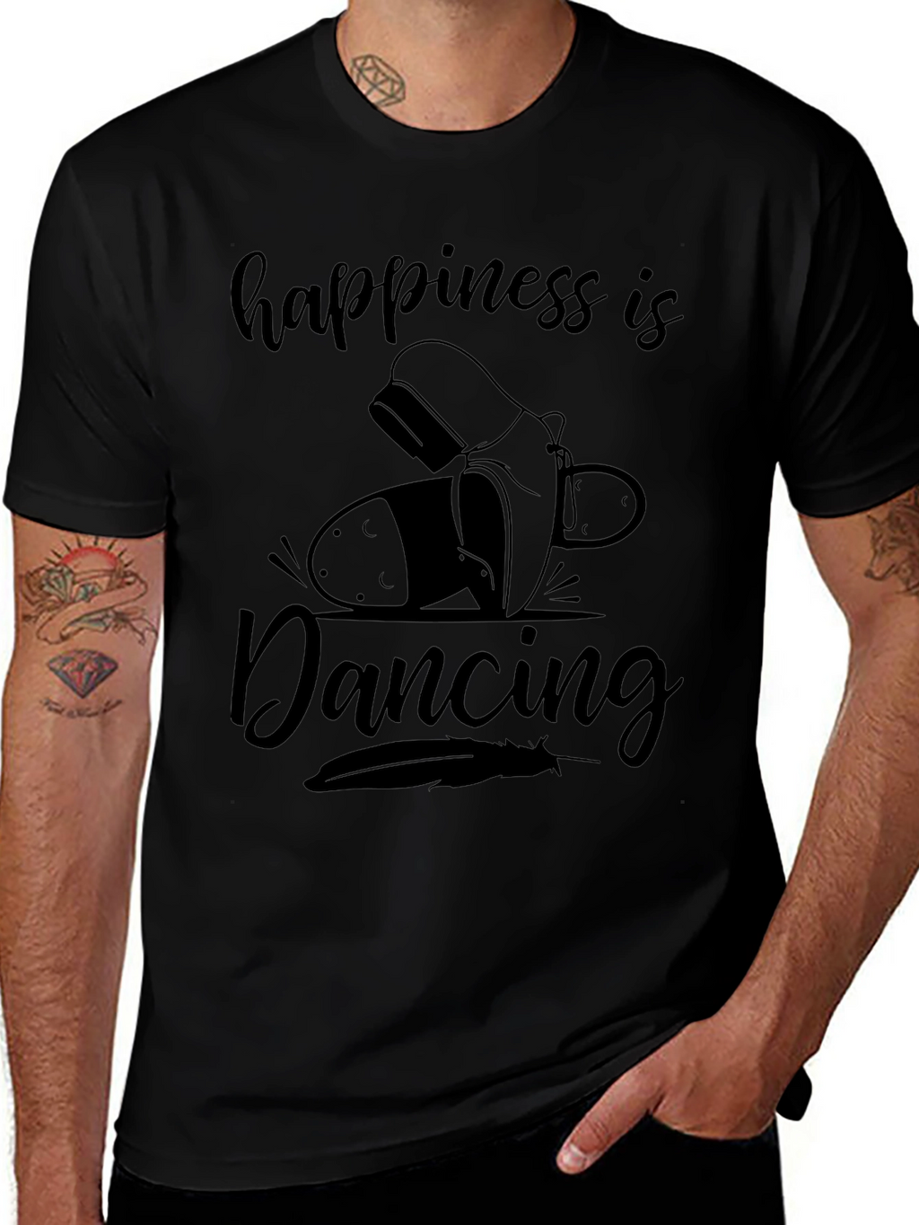 Happiness is Dancing Black Graphic Tee
