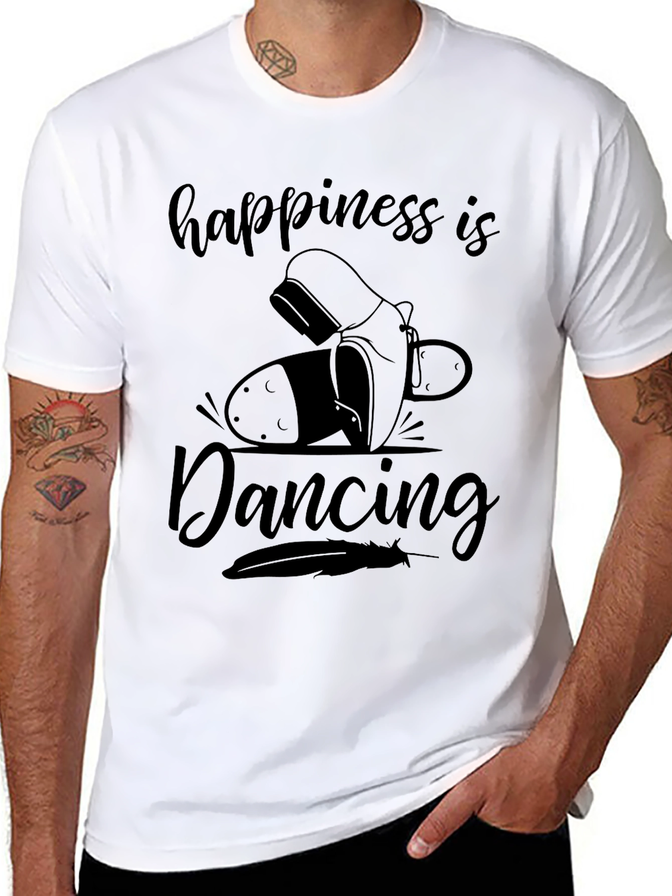 Happiness is Dancing Black Graphic Tee