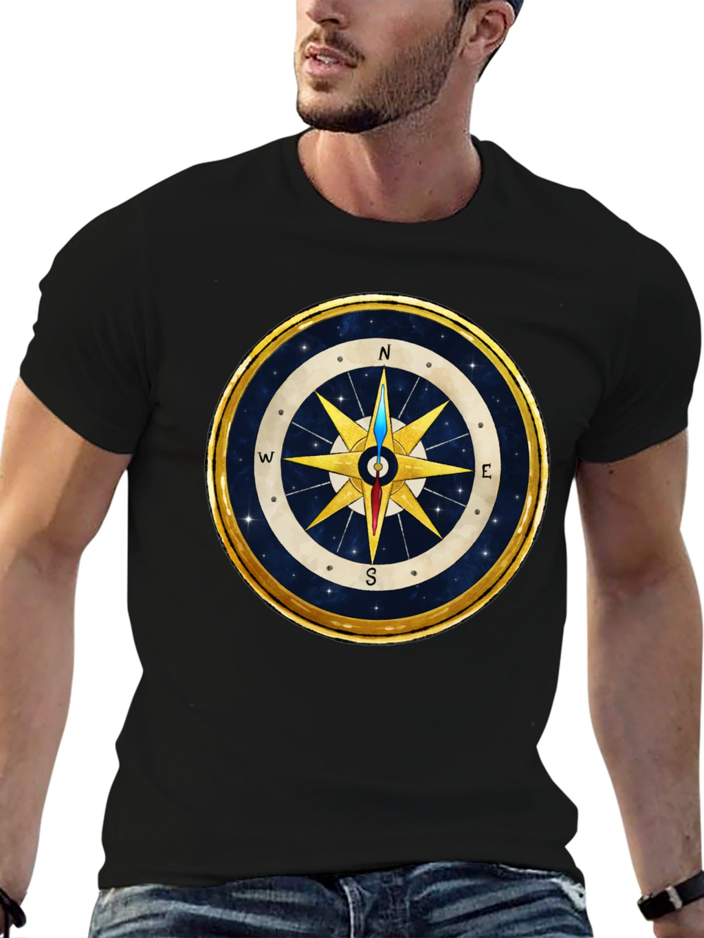 Compass Rose Graphic T-Shirt - Stylish Nautical Design