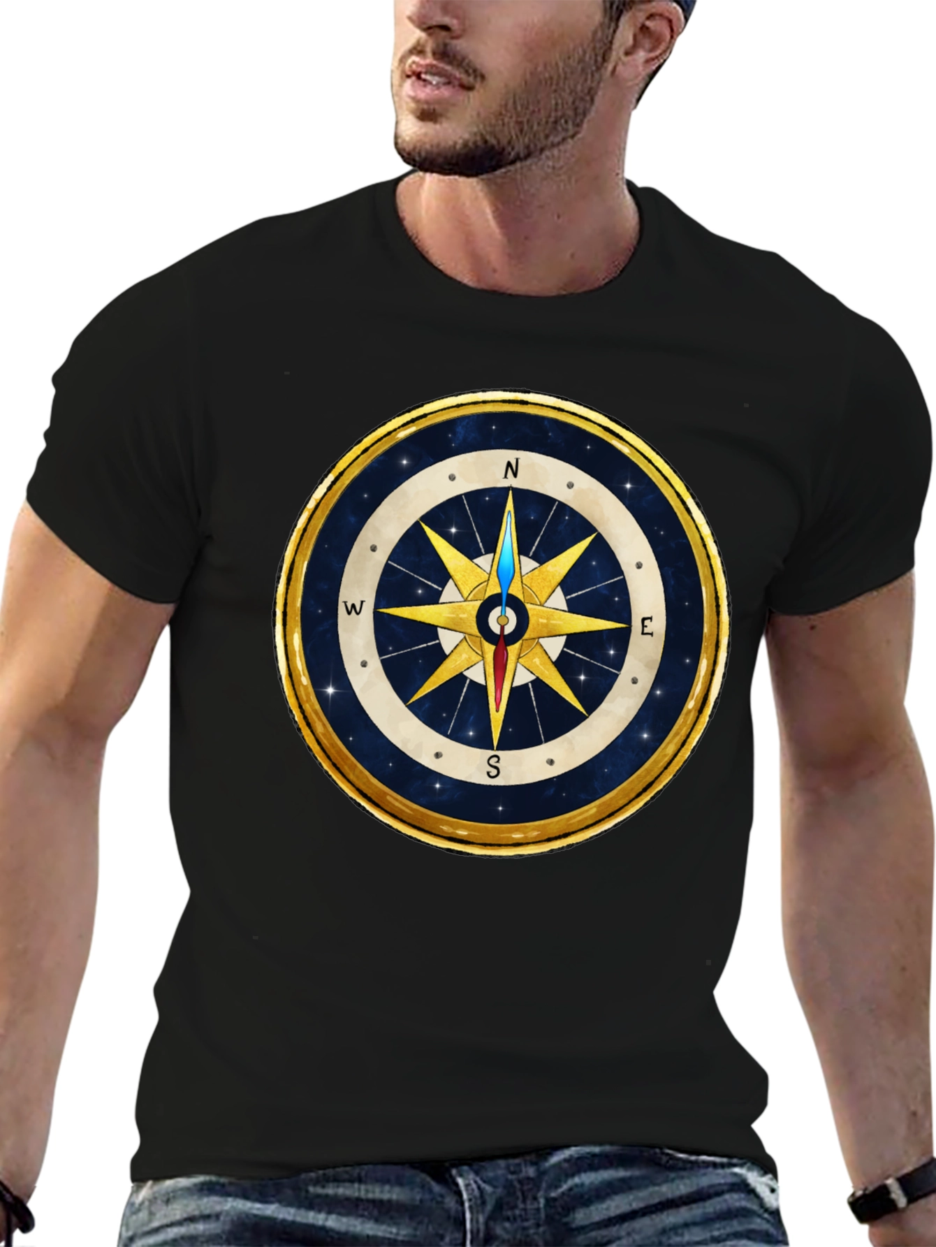 Compass Rose Graphic T-Shirt - Stylish Nautical Design