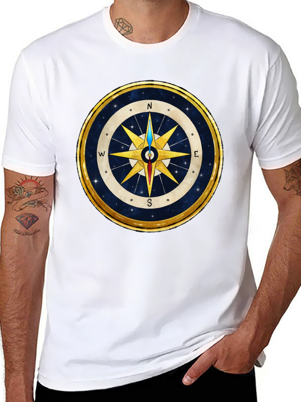 Compass Rose Graphic T-Shirt - Stylish Nautical Design